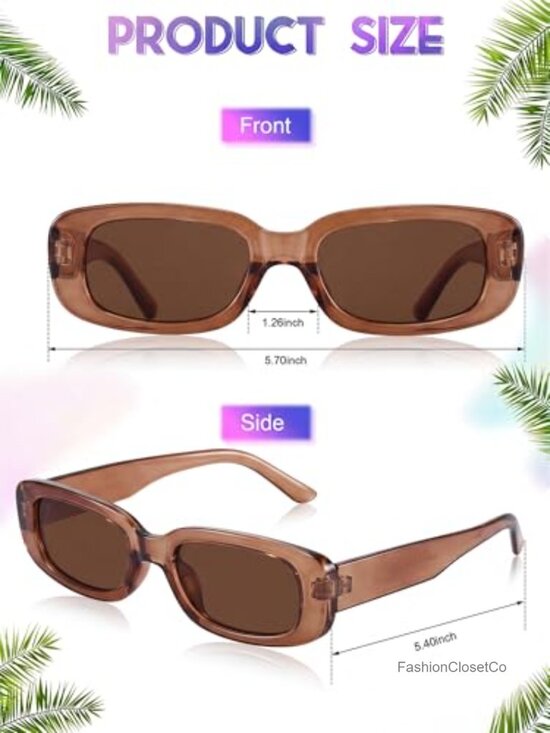 10 Pairs Retro Rectangle Sunglasses 90s Y2k Square Frame Plastic main image 6